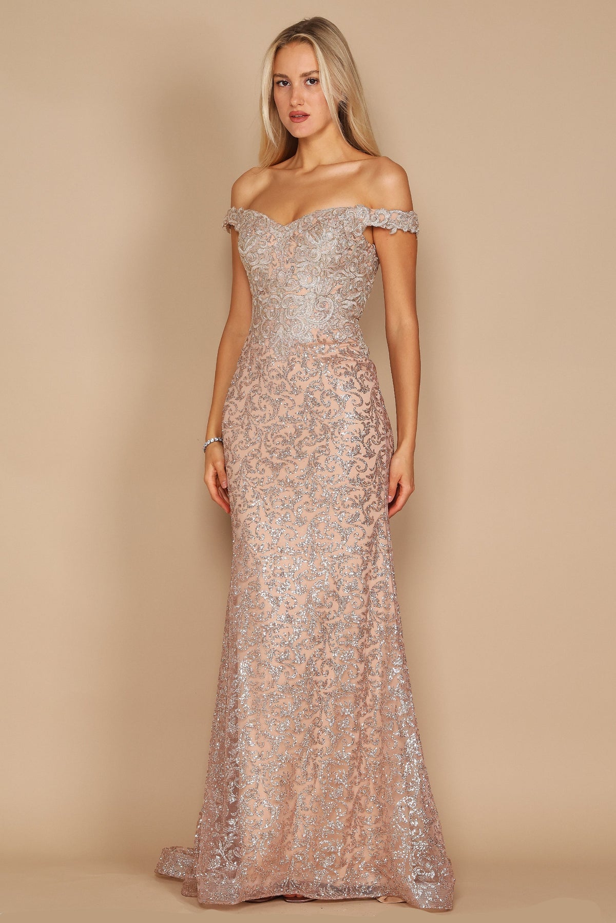 Off-the-Shoulder Formal Mermaid Fitted Evening Dress – Steel Blue