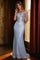 Off-the-Shoulder Formal Mermaid Fitted Evening Dress – Steel Blue