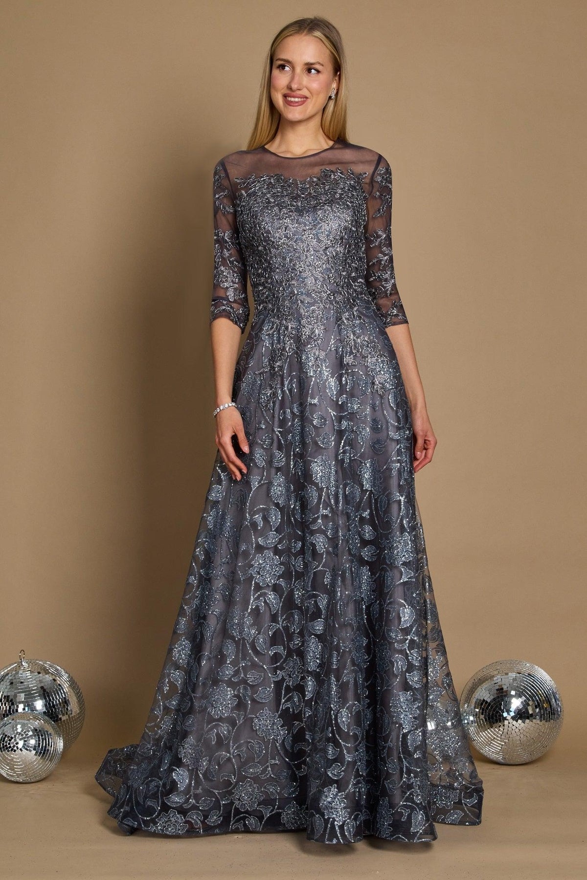 Long Formal Lace Evening Dress – Black