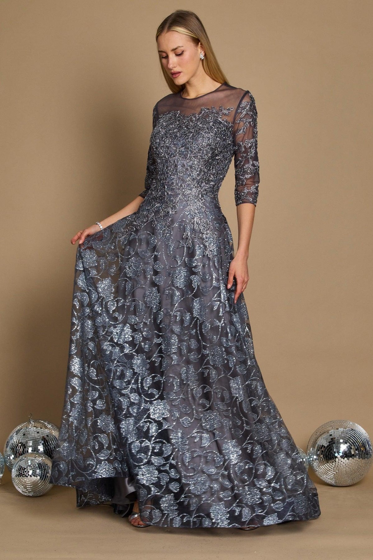 Long Formal Lace Evening Dress – Black