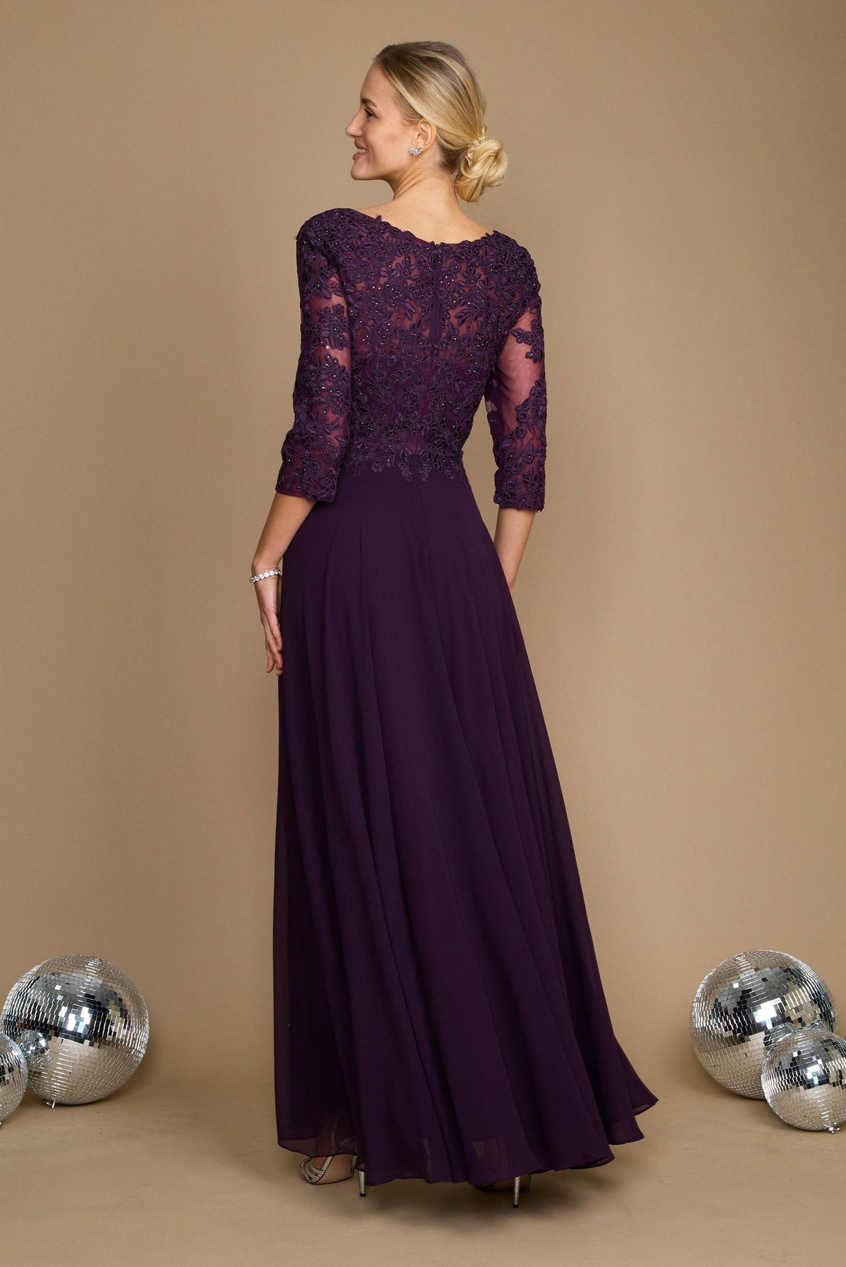 Chiffon Long Formal Mother of the Bride Dress – Charcoal