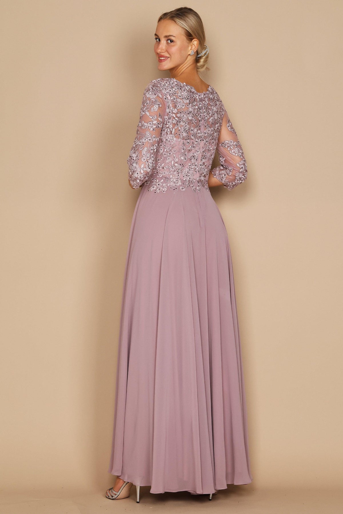 Chiffon Long Formal Mother of the Bride Dress – Charcoal