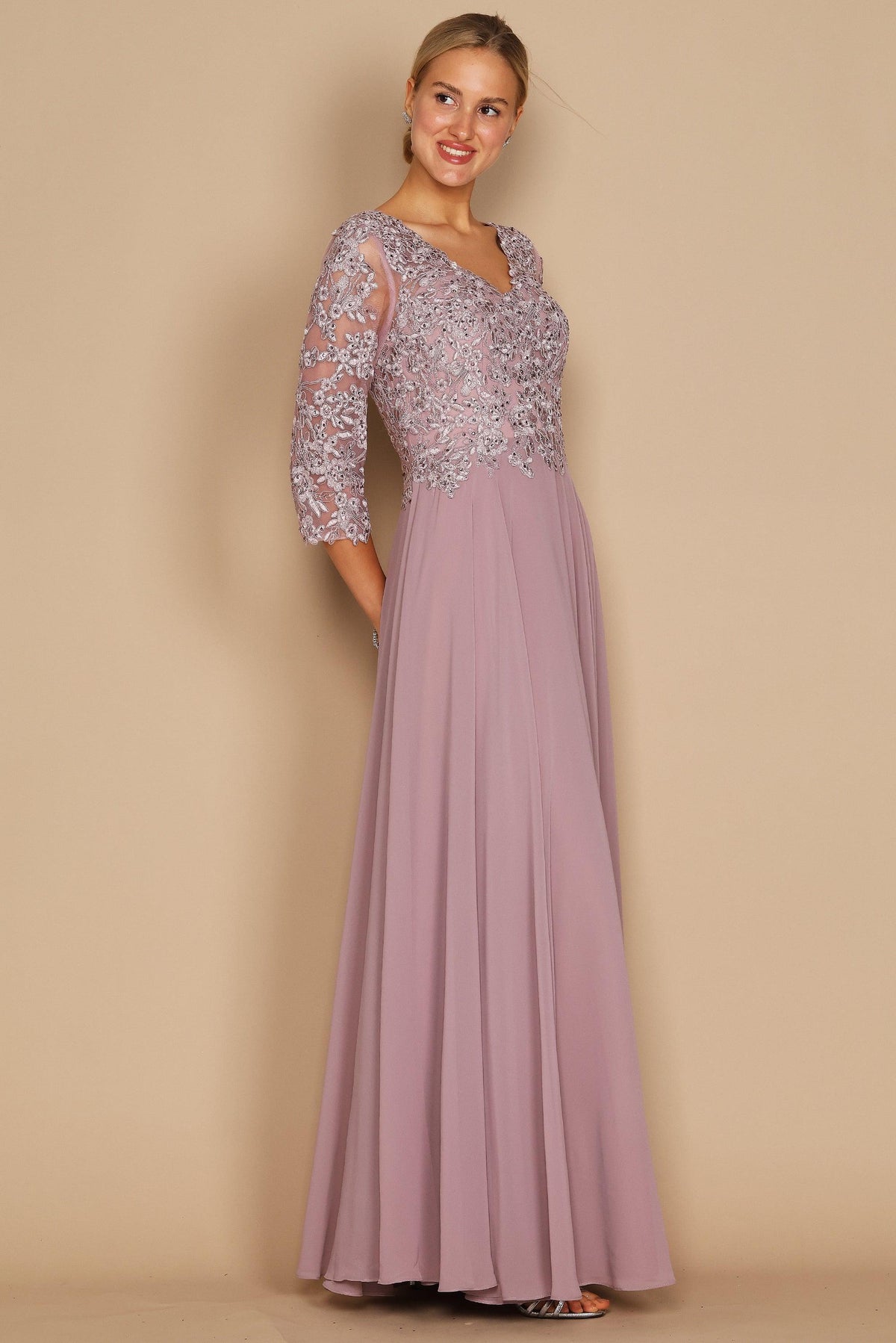 Chiffon Long Formal Mother of the Bride Dress – Charcoal