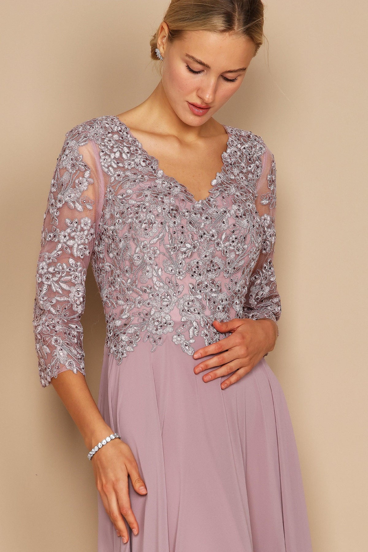 Chiffon Long Formal Mother of the Bride Dress – Charcoal