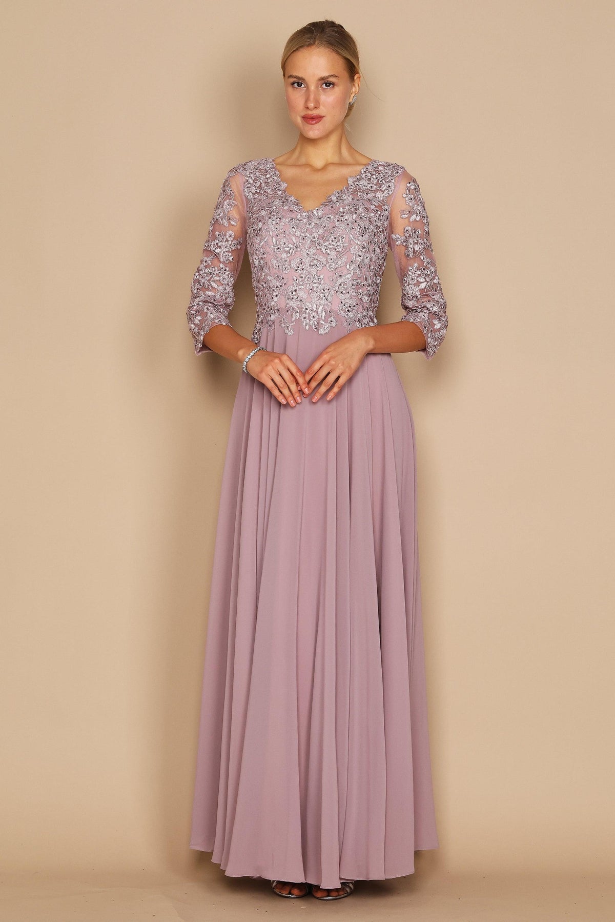 Chiffon Long Formal Mother of the Bride Dress – Charcoal