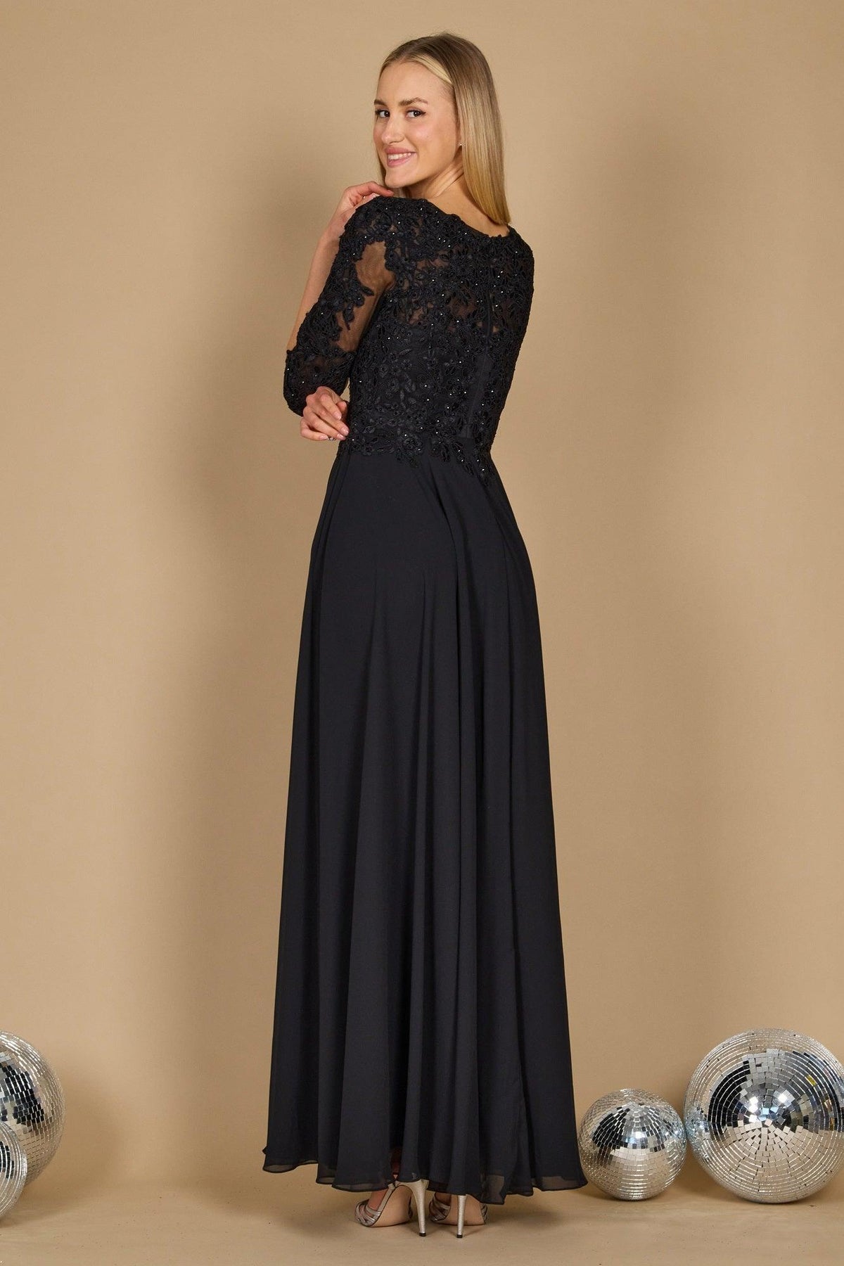 Chiffon Long Formal Mother of the Bride Dress – Black