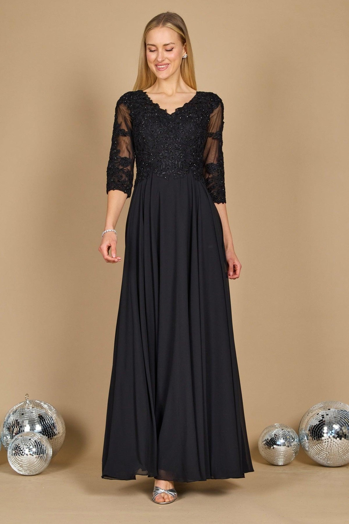 Chiffon Long Formal Mother of the Bride Dress – Black