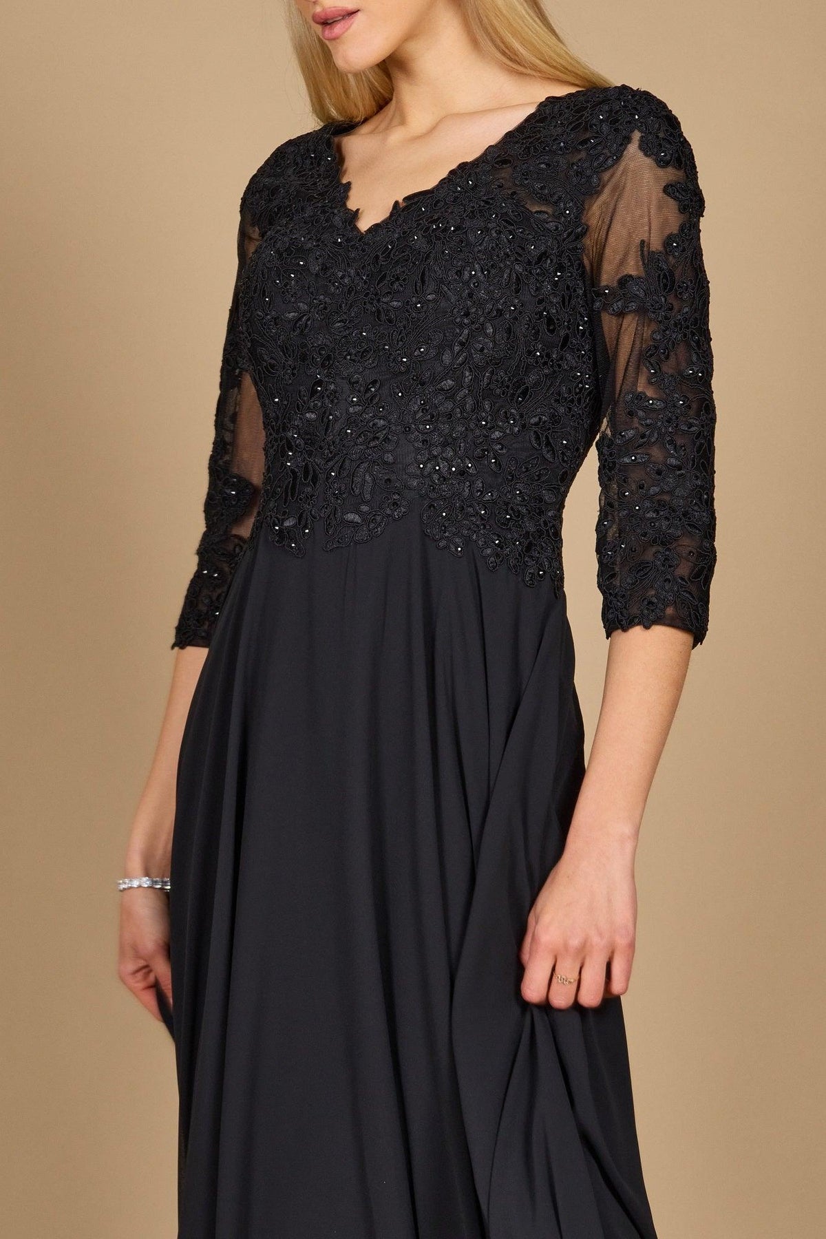 Chiffon Long Formal Mother of the Bride Dress – Black