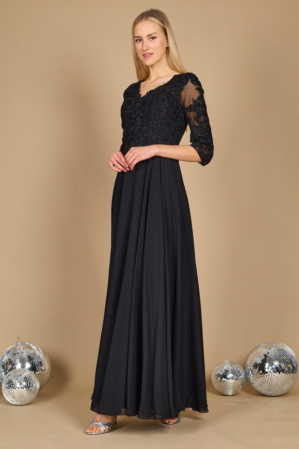 Chiffon Long Formal Mother of the Bride Dress – Black