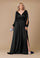 Long Open Sleeve Satin Formal Mother of the Bride Dress – Black