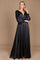 Black Satin Long Sleeve Formal Evening Dress – Black