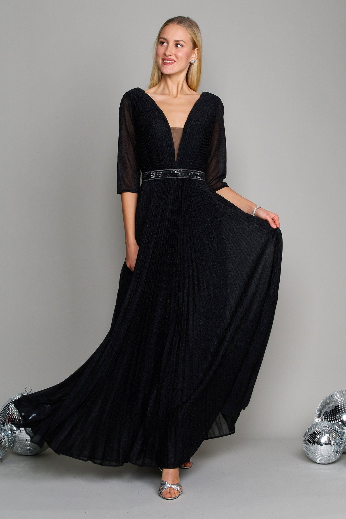 Long Sleeve Formal Evening Dress – Black
