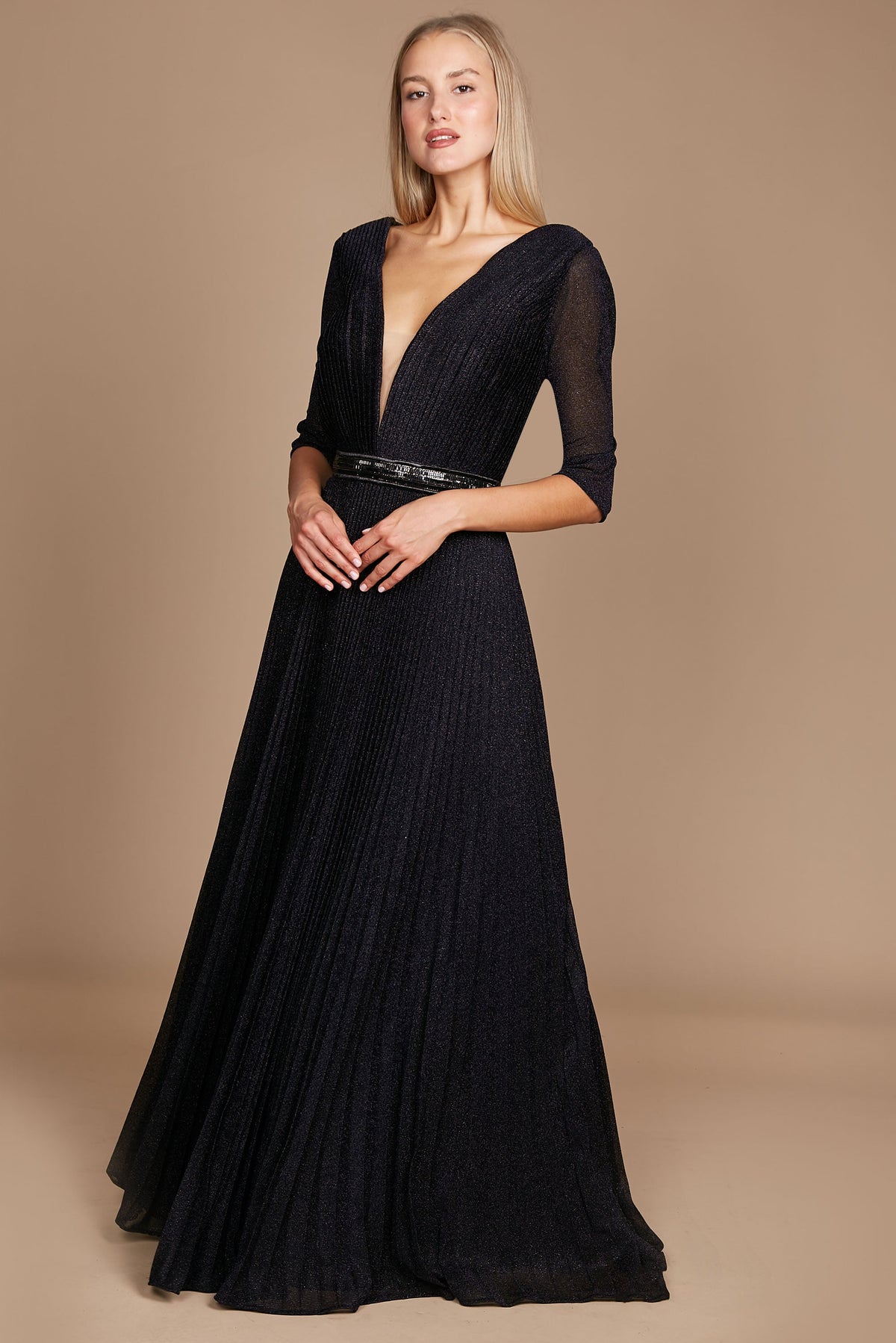Long Sleeve Formal Evening Dress – Black