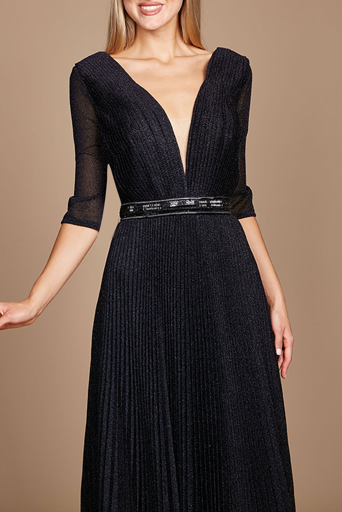 Long Sleeve Formal Evening Dress – Black