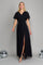 Short Sleeve Chiffon Formal Dress – black
