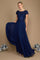 Mother of Bride Dresses Short Sleeve Formal Evening Dress Navy