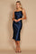 Cowl Neck Satin Midi Formal Cocktail Dress – Navy