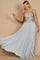 Long Formal Pleated Evening Dress – Rose Gold