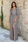 Long Sleeve Sequin Formal Hand Beaded Prom Dress – Charcoal