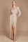 Long Sleeve Sequin Formal Hand Beaded Prom Dress – Black