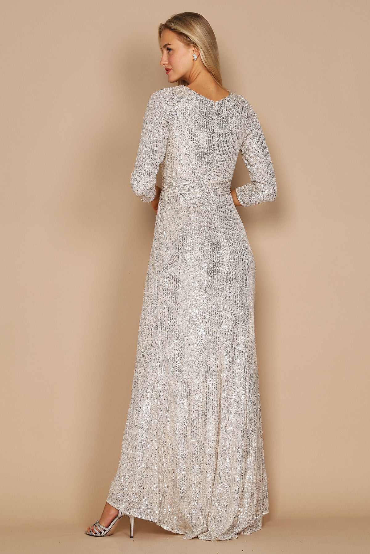 Long Sleeve Sequin Formal Hand Beaded Prom Dress – Royal Blue