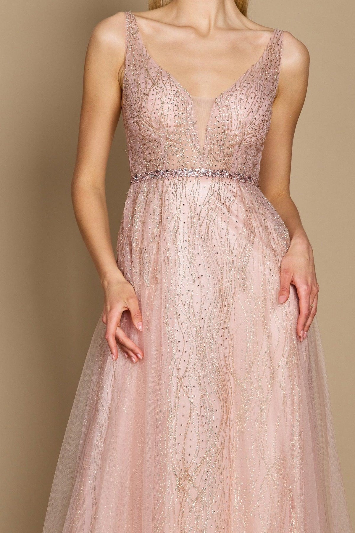 Long Formal Prom Rose Gold Dress – Rose Gold