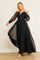 Long Sleeve Chiffon Black Formal Dress – Black