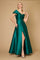 Satin One Shoulder Long Prom Ball Gown Evening Dress – Black