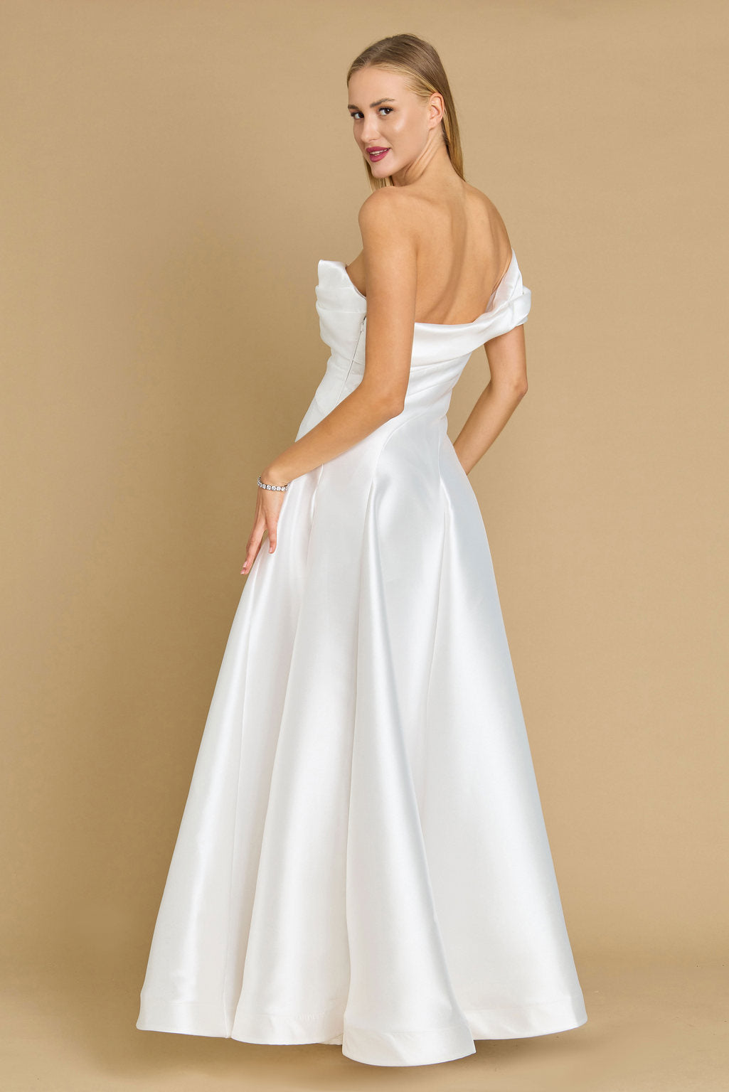 Satin One Shoulder Long Prom Ball Gown Evening Dress – Black