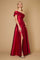 Satin One Shoulder Long Prom Ball Gown Evening Dress – Black