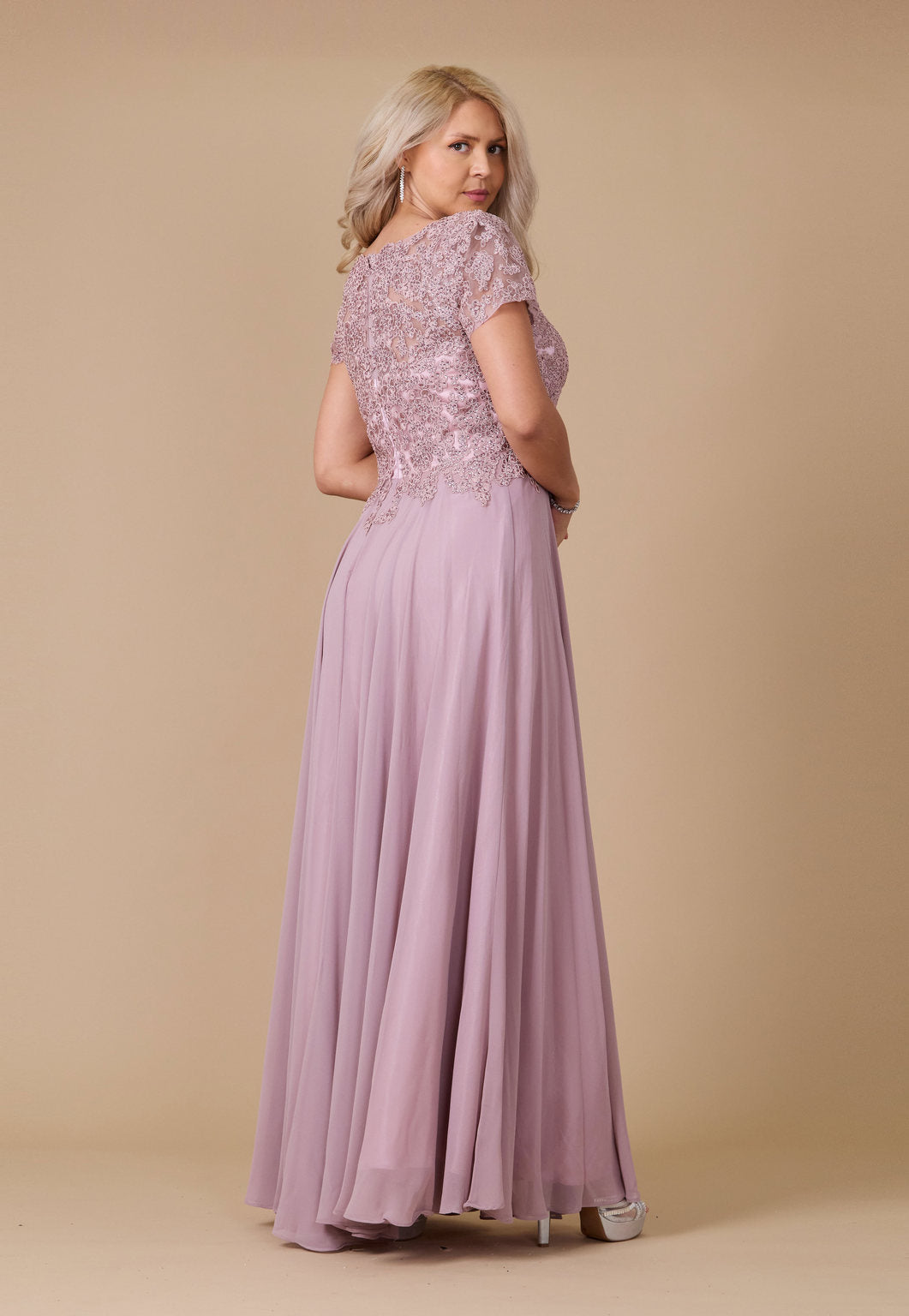 Chiffon Short Sleeve Mother Of The Bride Evening Dress – Black