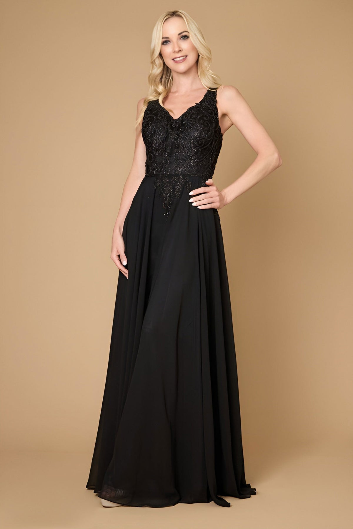 Long Formal Party Dress Plus Size Black Tie – Black/Charcoal