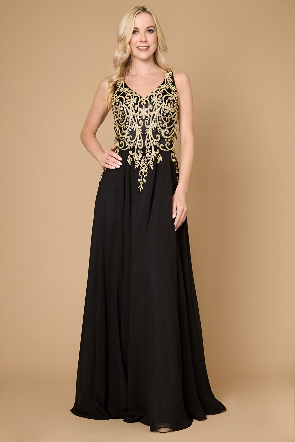 Long Formal Party Dress Plus Size Black Tie – Black/Charcoal