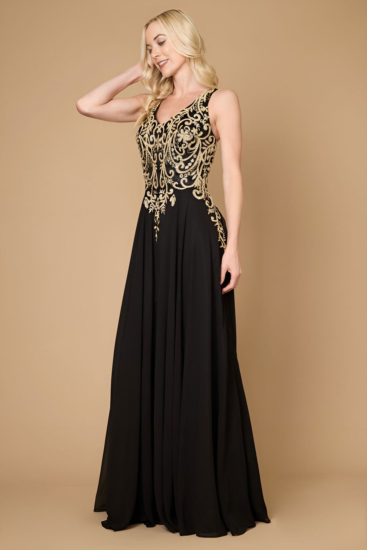 Long Formal Party Dress Plus Size Black Tie – Black/Charcoal