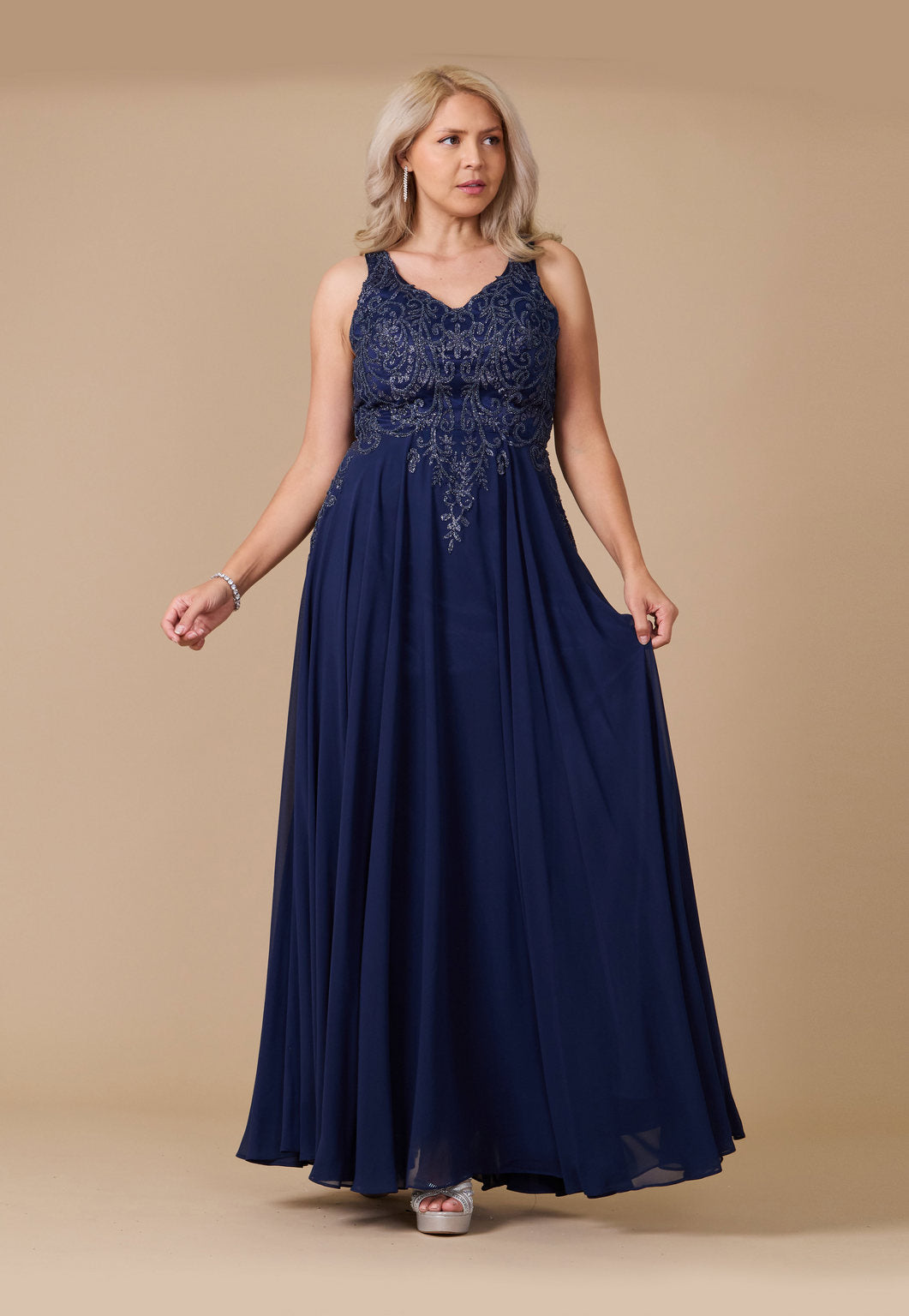 Long Formal Party Dress Plus Size Black Tie – Black/Silver