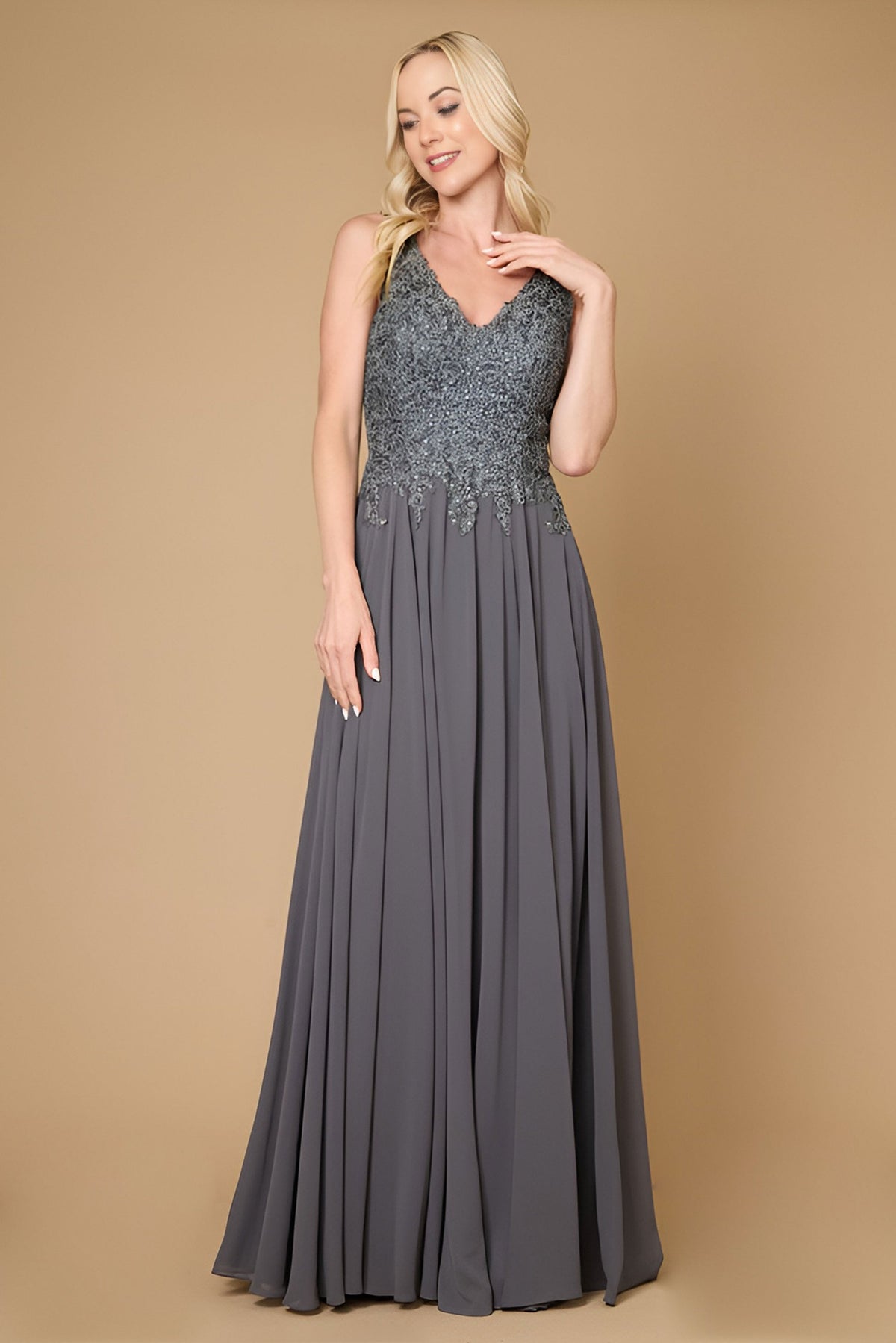 Sleeveless Long Formal Dress Plus Size Evening Gown – Navy