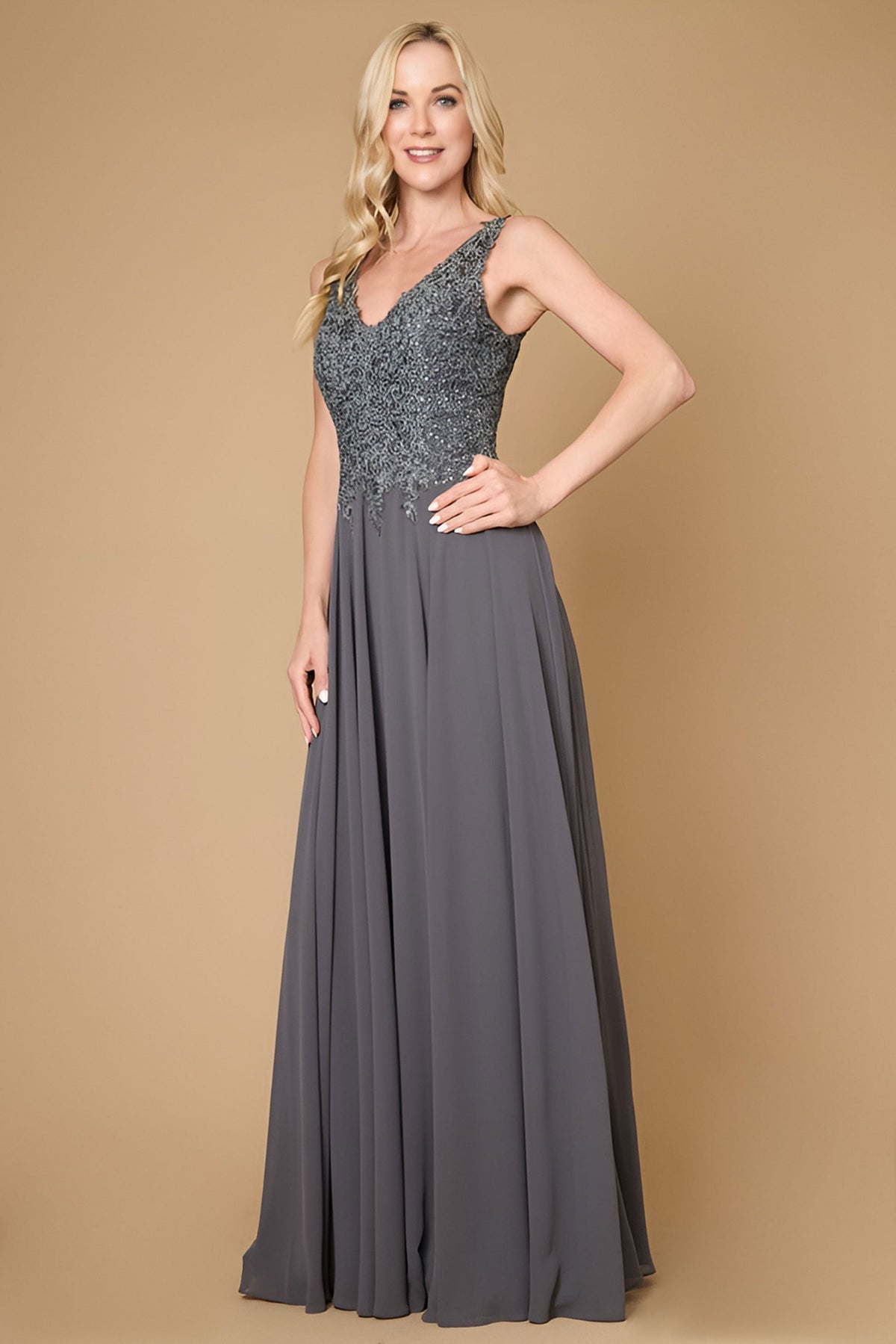 Sleeveless Long Formal Dress Plus Size Evening Gown – Navy