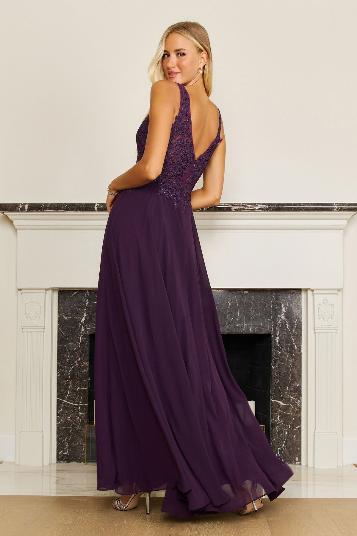 Sleeveless Long Formal Dress Plus Size Evening Gown – Navy