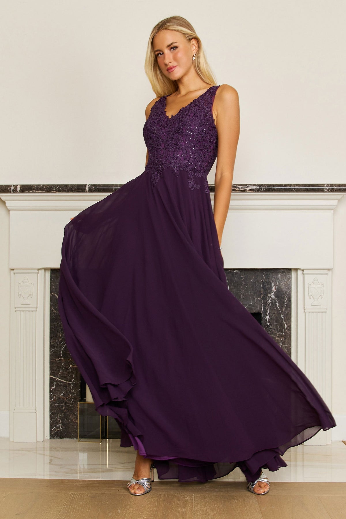 Sleeveless Long Formal Dress Plus Size Evening Gown – Navy