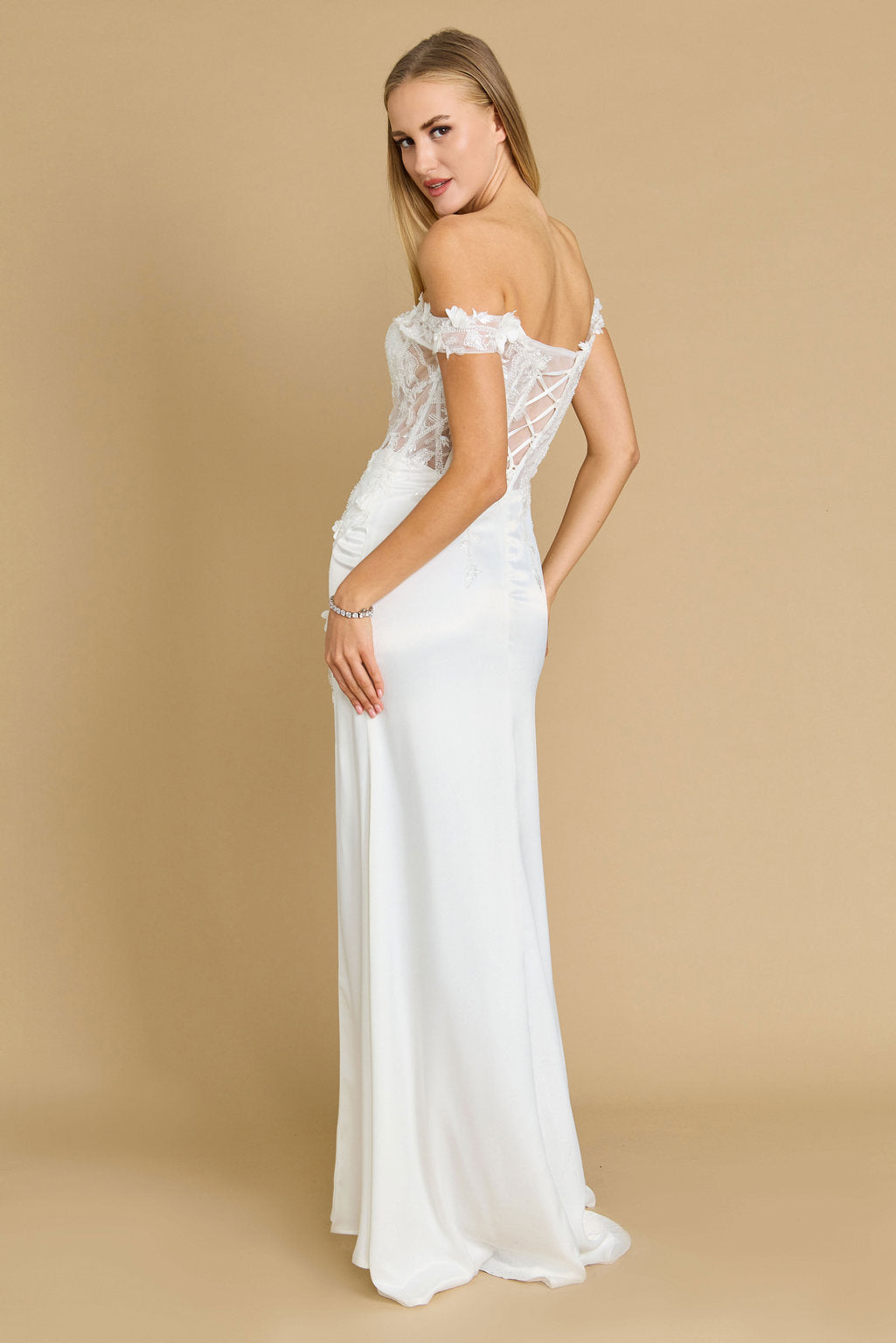 Fitted Corset Off-the-Shoulder Formal Prom Dress – Navy