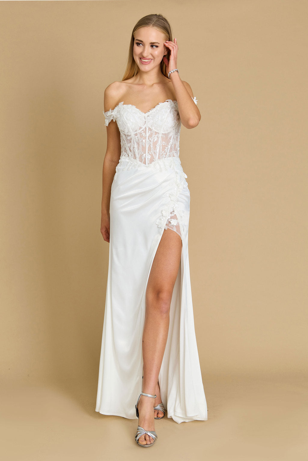 Fitted Corset Off-the-Shoulder Formal Prom Dress – Black
