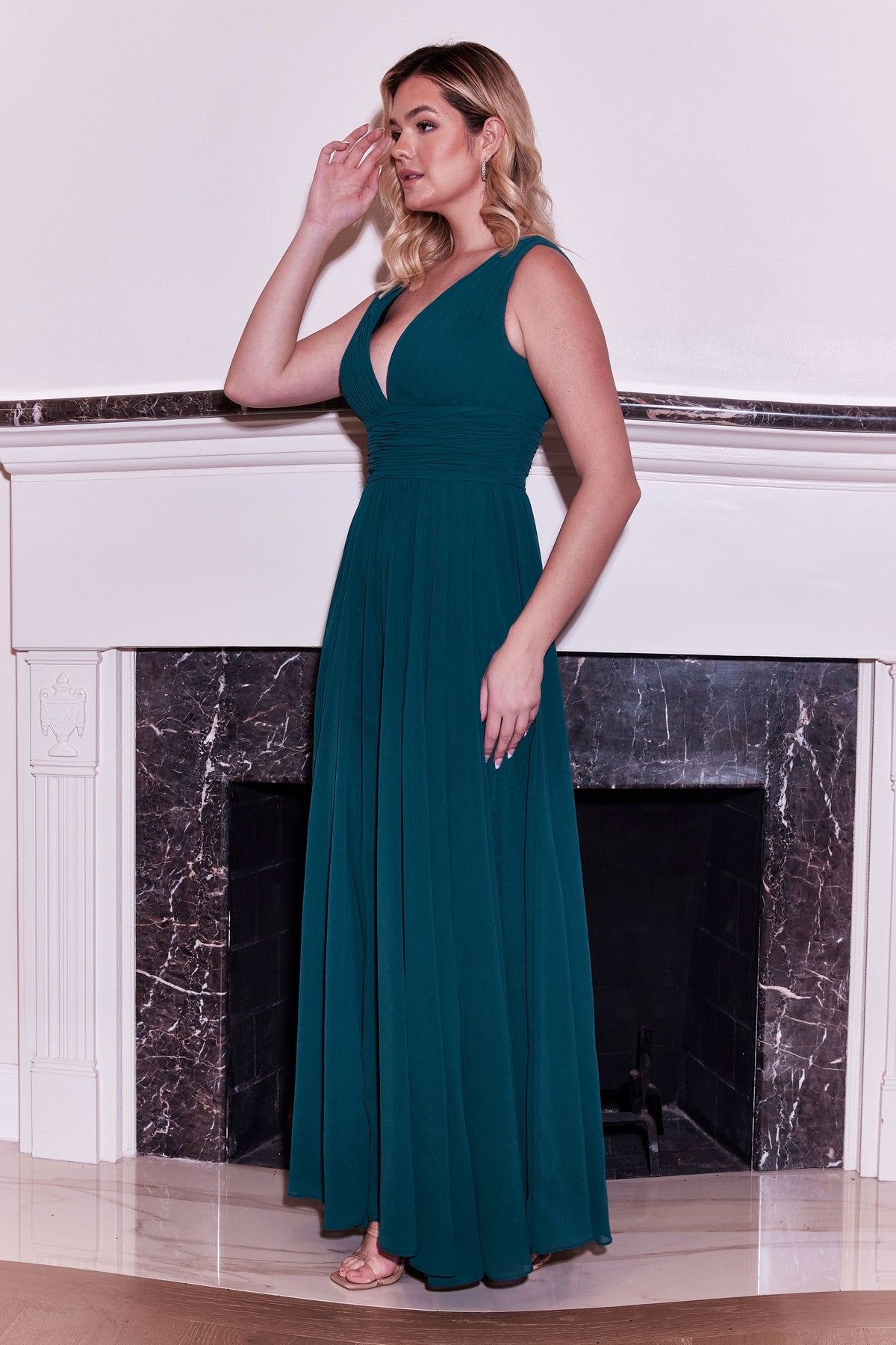 Long Formal Chiffon Evening Dress – Burgundy