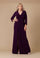 Long Formal Stretch Jersey Evening Long Sleeve Dress – Black