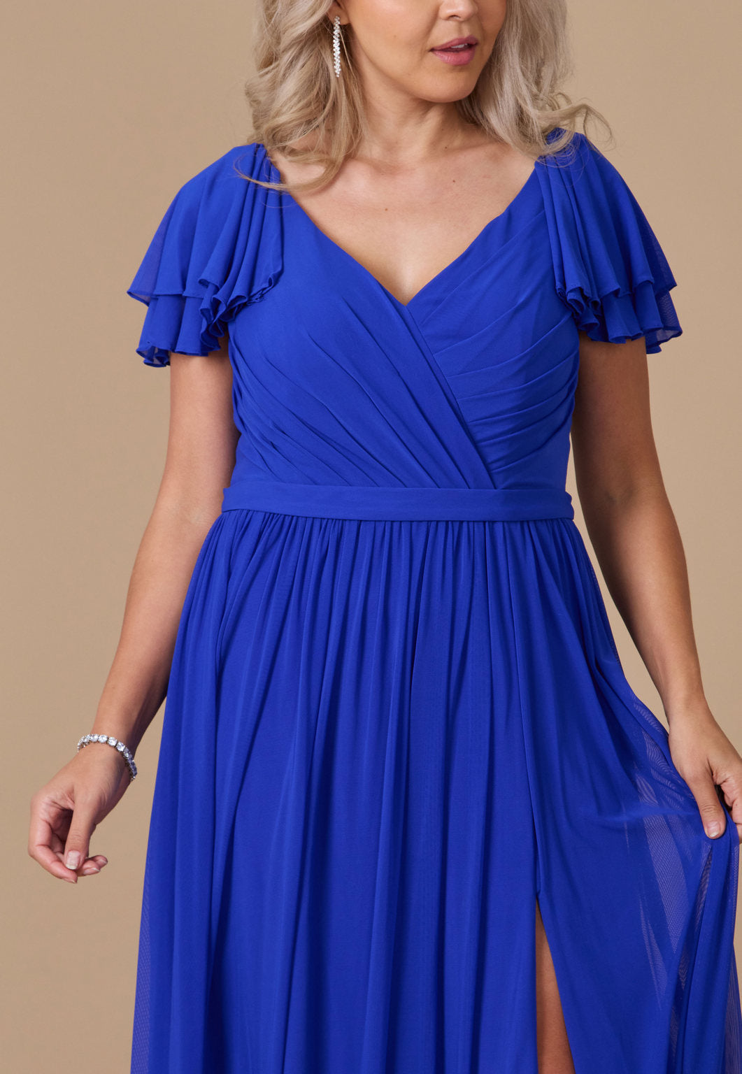 Short Sleeve Formal Mother of the Bride Dress – Burgundy
