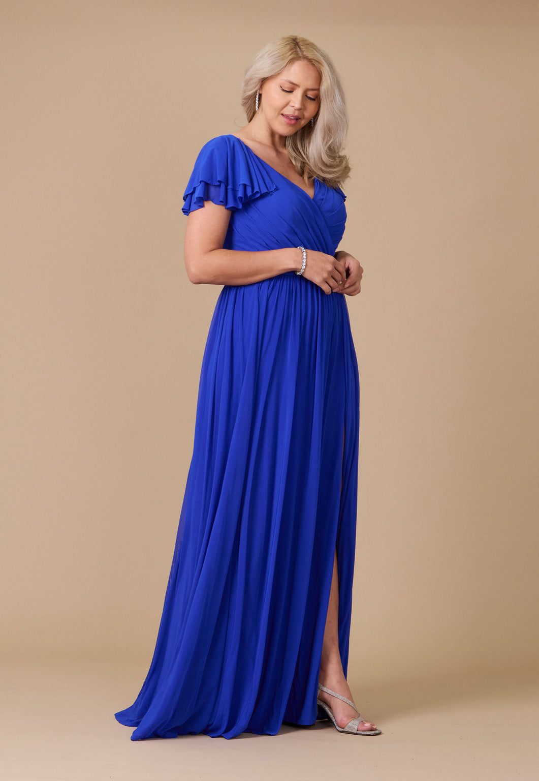Short Sleeve Formal Mother of the Bride Dress – Burgundy