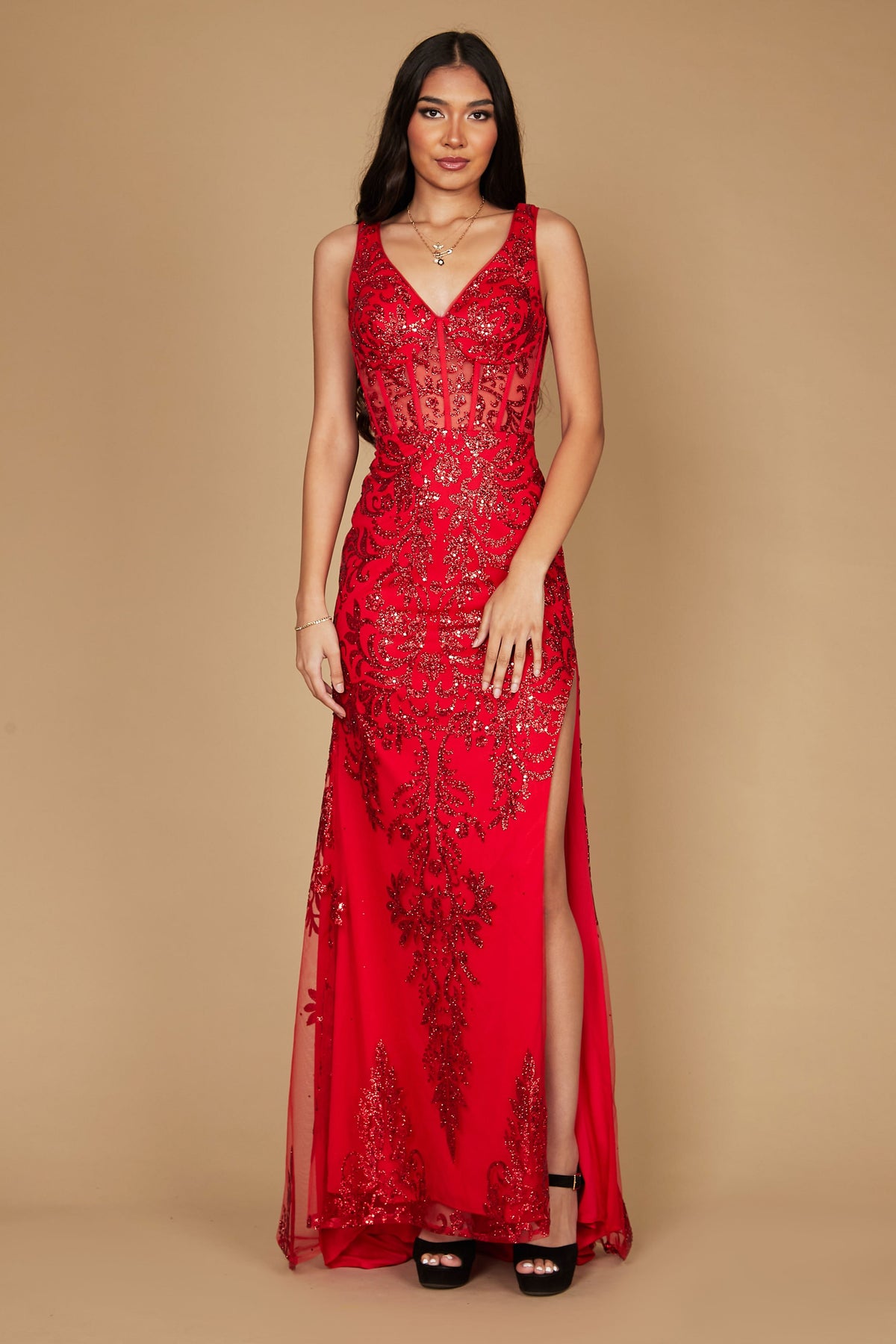 Sequin Corset Bodice Formal Prom Dress