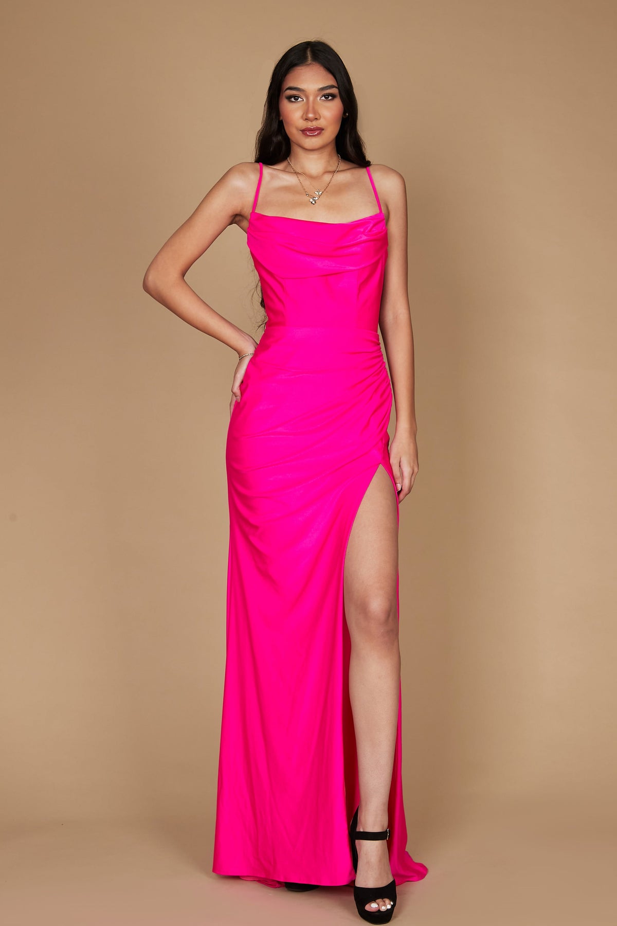 Long Formal Low Back Spaghetti Straps Prom Dress – Purple