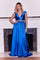 Long Formal Royal Blue Hand Beaded Belt Dress – Royal Blue
