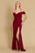 Long Formal Off-the-Shoulder Wrap Evening Dress – Navy