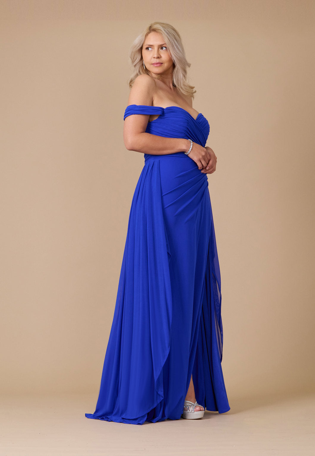 Off-the-Shoulder Long Formal Evening Dress – Royal